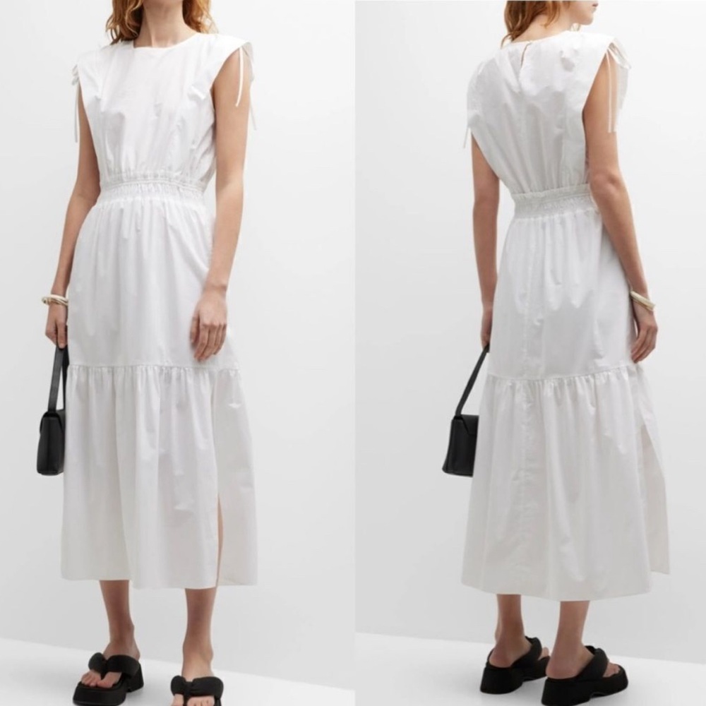 FRAME Cotton Cinch Shoulder White Dress